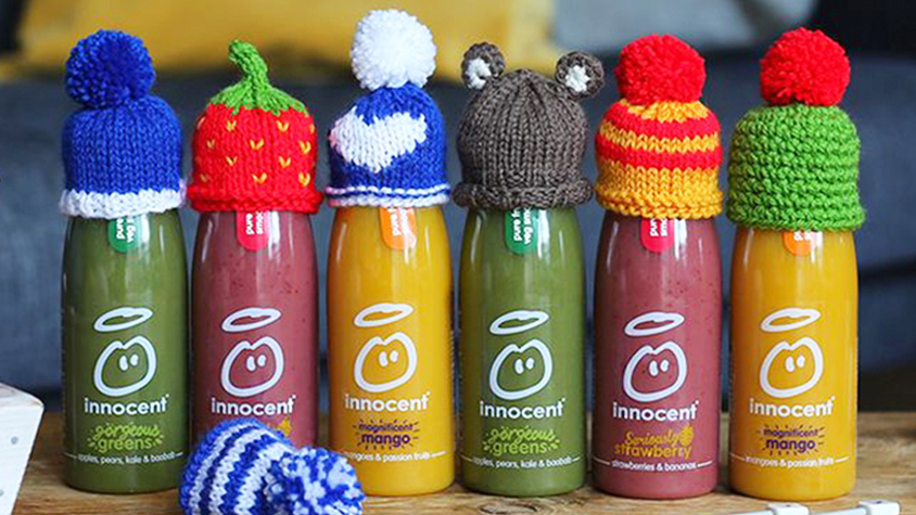 寒い季節 お土産にもなるイギリスのスムージーボトルが被る ニット帽 Tabi Labo