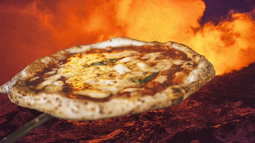 本当に美味しいピザは、活火山で焼くもの。