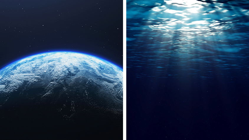 ガラス 小物入れ サインあり 宇宙 アース 地中海 海底 惑星 地球 神秘