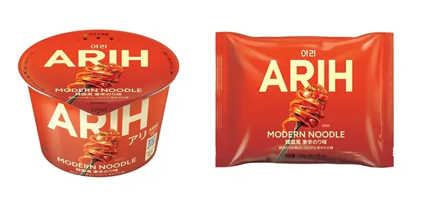 ARIH モダンヌードルの韓国風激辛のり味、カップと袋タイプ